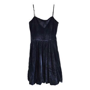 ABERCROMBIE & FITCH Tall ST MT Dress Gray Velour Spaghetti Straps Bubble Hem